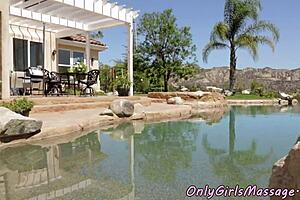 lesbian milf gets a massage from babe masseuse, leading to scissoring