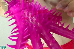 perverse mature stretches pussy with gloves and brushes