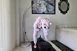 Milf Wearing Unicorn Costume And Riding With Sybian
