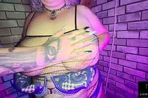 sub slut peggy de ville gets double dommed by livie blainn and jay playhard. fat milf in lingerie with slaps and strapon.