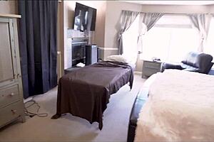 My step brother's wife Misty Meaner gives a sensual massage that turns wild.