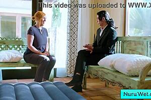 SEXY BIG TIT BLONDE MASSEUSE EXPLAINS NURU MASSAGE!