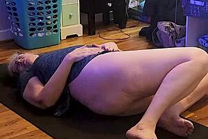 early morning yoga with a mature milf in the studio