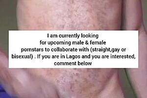 Lonely African man gropes himself after naked dance