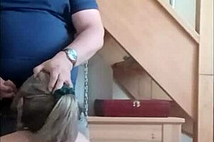 Slave session with ice cubes and blowjob outdoors