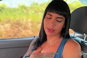 Sayafit Gets in Guy's Car for Rough Public Sex with Big Ass