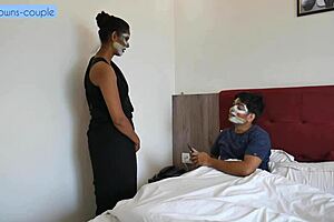 Saheb ji takes advantage in the bedroom! 😏 Rough sex with kissing and moaning.