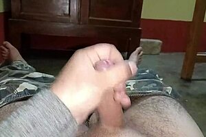 mature man strokes cock at high speed