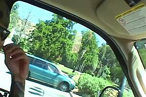 I watch April Blossom slide her boyfriend's huge cock deep into her shaved cunt for intense pounding