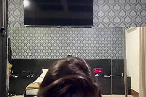 lover who gave a teasing slap during striptease with natural tits