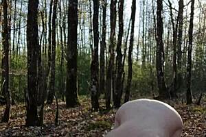 Bound milf whore bent over for outdoor humiliation