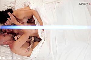 sweet awakening with blonde and brunette big boobs milfs in cowgirl, doggystyle, spooning, kissing, and cum