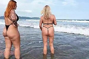 Slutty Latina Shows Pussy And Ass On Beach With Friend Dai Belan