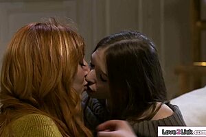 Tiny Stepdaughter Scissorfucks Hairy Pussy In Lesbian Fun