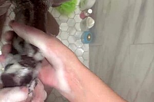 I, a hot curious 18 year old teen, enjoyed cleaning my stepbrother's monster cock in the shower early morning, making him cum twice in just 5 minutes with my wet pussy