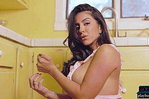 Lena The Plug Strips Horny in Kitchen, Showing Big Ass and Tits