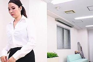 uncensored jav creampie fuck for asian japanese milf with natural tits and tight pussy at taboo job interview by boss