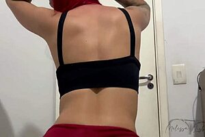 I pulled my stepmom's shorts aside and she twerked while taking it in the ass.