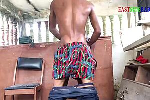 i caught my ebony wife bent over riding big black cock outdoor with landlord