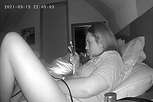 Milf Jackhammers Clit Before Bed Spy Cam