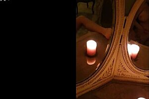 Masturbating in vintage mirrors while chatting casually.