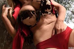 Playful Nikki Benz In High Heels Masturbating Outdoors!