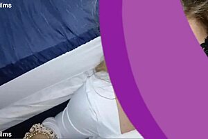 pretty young tatted girl lets me cum on her face after quick blowjob