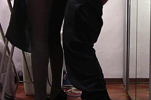 Preview - The Milf With Beautiful Legs And Pantyhose Irons And Gets Touched And Fucked