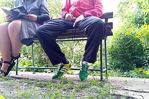 Unflappable Mature Bbw Made Me Cum With Flashing And Handjob Outdoor