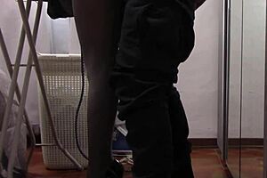 Preview - The Milf With Beautiful Legs And Pantyhose Irons And Gets Touched And Fucked