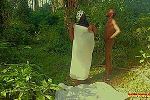 outdoor fucking naughty ex girlfriend in the bush with big black cock deepthroat and missionary