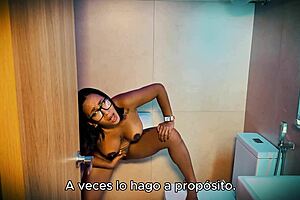 Stepmother masturbates secretly watched by stepson