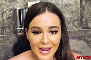 Stepmom accidentally anal fucked by stepson through shower hole!