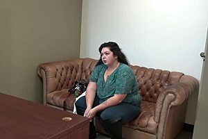 mia marks in casting interview, showing tits