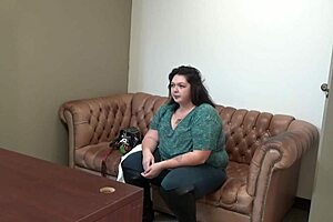 mia marks in casting interview, showing tits