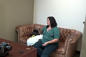 mia marks in casting interview, showing tits