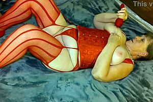 granny carmen in red gets blacked dildo fuck 😍