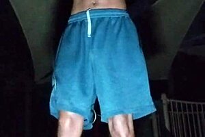 beautiful brunette works out in park with daddy