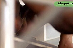 fucked my step brother on the stairs and squirt on his huge black dick