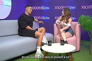 Hot interview ends in wild threesome latina milf subdued by maxx betancur and mercilessly kissed by the presenter 🔥