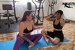 Teen teaches yoga classes to a lesbian milf