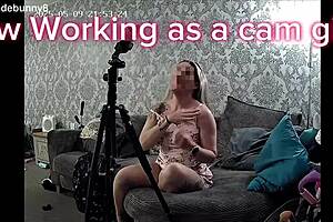 blondebunny8 as cam girl fucks her pussy with dildo for a stranger, provocative!