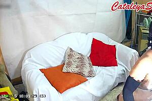 sexy latina maid poses backstage in lingerie for fans 😍 big ass part 1