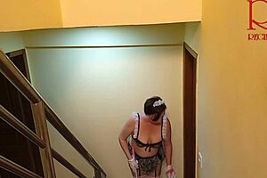 Depraved maid Regina Noir shows pussy! 😏