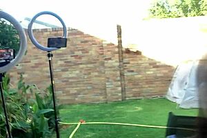 Masturbating together with my mysterious stepmom outdoors