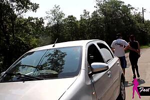 Fucking with the excited cock on the road - Rikardo Fantasma - Mary Redqueen - ass on the road