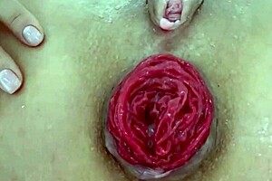 Watch the destroyed anal prolapse up close in this extreme play.