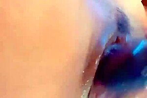 stroke your cock while i squirt on my shaved pussy