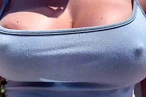 Artemisia Love Flashing Her Big Tits Outdoors Without A Bra So Horny!