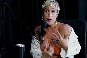 Just joana in sheer red lingerie